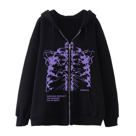 Damen nan Kapuzenjacke mit durchgehendem Reißverschluss und Rippenherz-Print Shop Nory