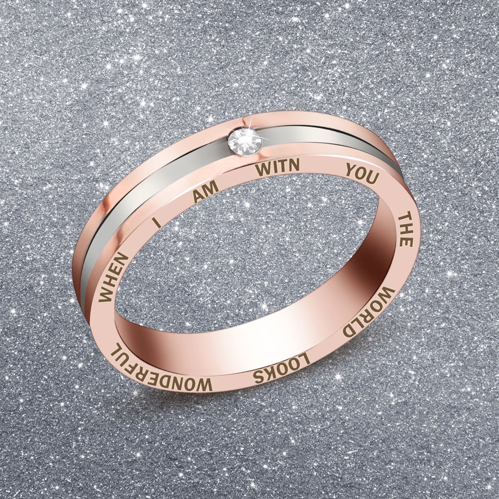 Damen Gravur Ring mit funkelndem Stein Shop Nory