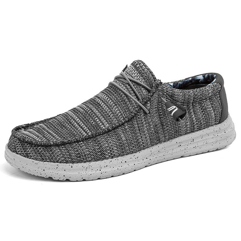 Herren Legerer Canvas-Mokassin-Slipper mit geflochtener Schnürung und gefleckter EVA-Sohle Shopy Nory