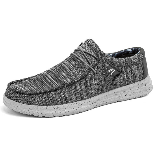 Herren Legerer Canvas-Mokassin-Slipper mit geflochtener Schnürung und gefleckter EVA-Sohle Shopy Nory