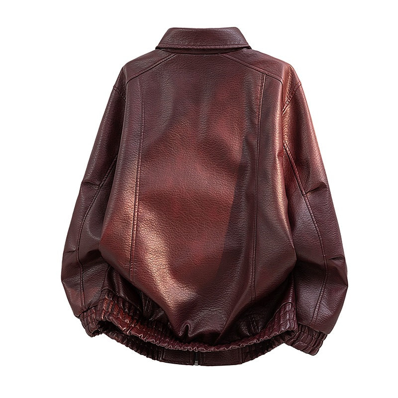 Herren Elegante Kunstlederjacke mit weitem Schnitt Shop Nory