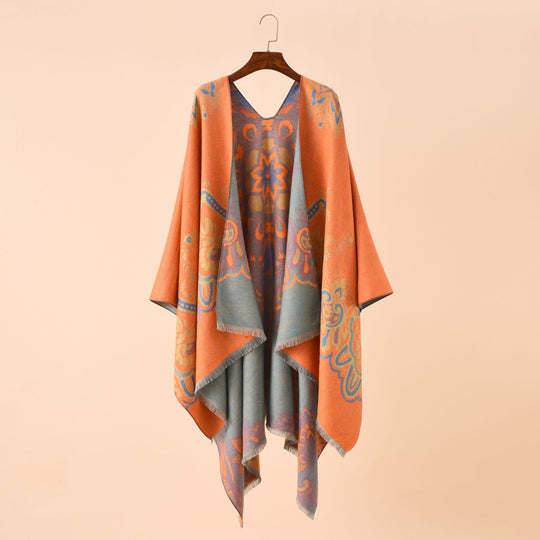 Damen Leichter Jacquard-Überwurf mit kaschmirähnlichem Griff und Fransensaum Shop Nory