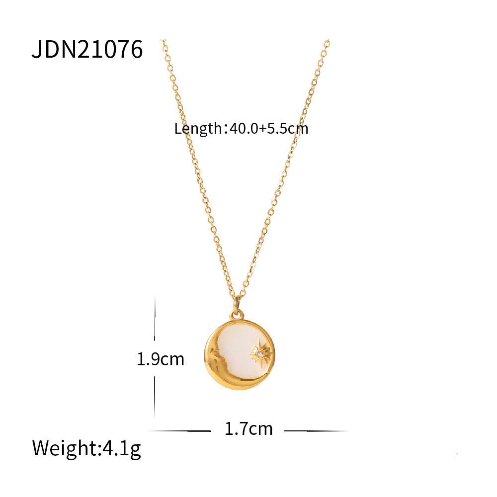 Damen Halskette mit elegantem Mond- und Sonnenanhänger aus hypoallergenem Edelstahl Shop Nory