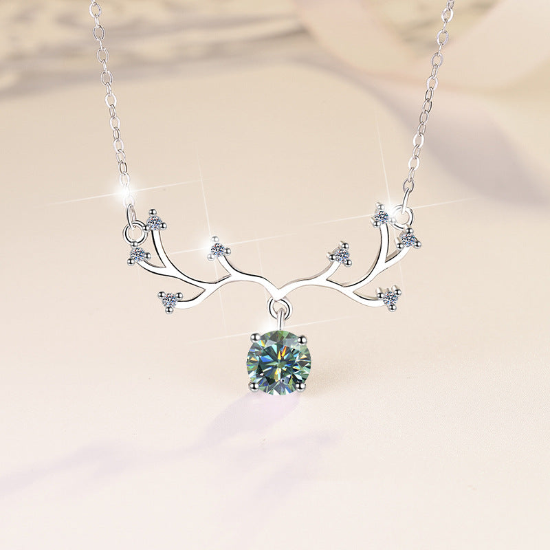 Damen filigrane Halskette mit elegantem Astdesign und funkelndem Kristallanhänger Shop Nory