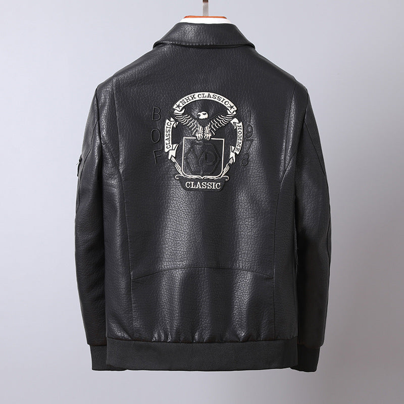Herren Kunstleder-Fieldbomberjacke im Pilotenstil mit Patch‑Applikationen und Frontklappentaschen Shop Nory