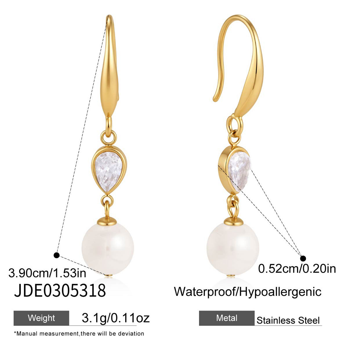 Damen Ohrhänger mit funkelnden Zirkonia und eleganten Perlenakzenten Shop Nory