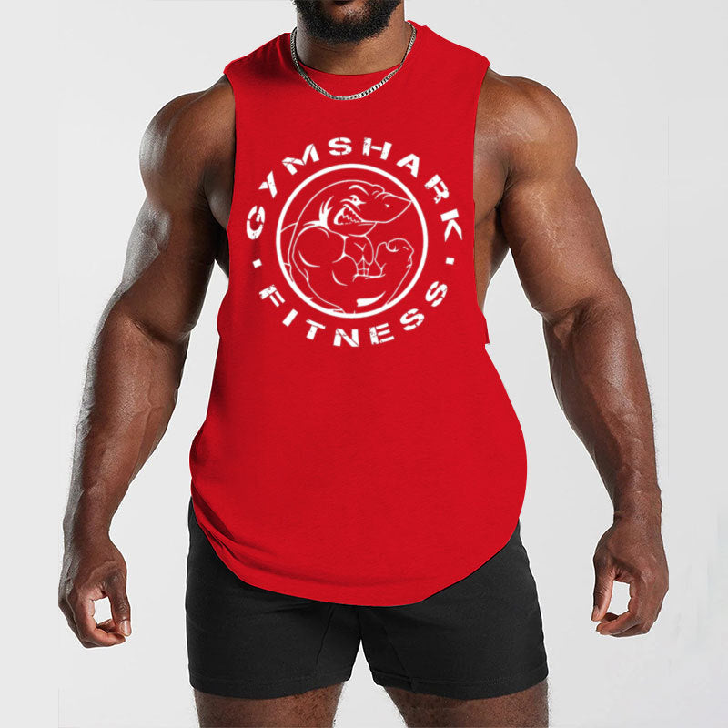 Herren nan ärmelloses Muskelshirt mit extra tiefen Armöffnungen und großem Logodruck