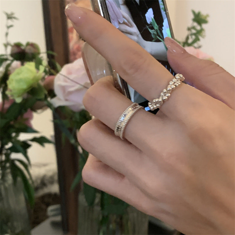 Damen Hochwertiger Silberring mit kunstvoller Textur und modernem Design Shop Nory