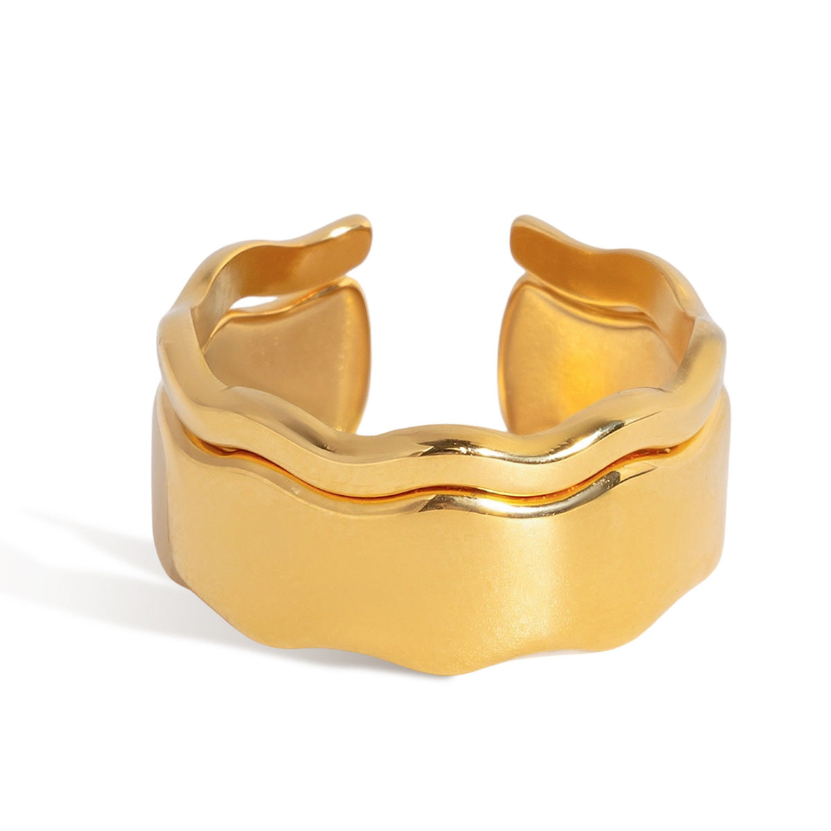 Damen Offenes Armreif mit elegantem Wellen-Design aus hypoallergenem Edelstahl Shop Nory