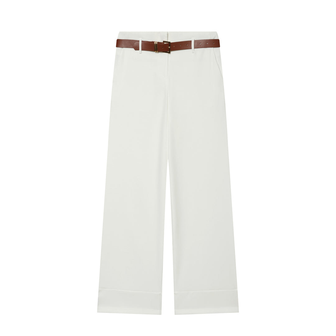 Damen Hochtaillierte Wide‑Leg‑Hose mit Bügelfalte, Gürtelschlaufen und verdeckter Knopfleiste Shop Nory