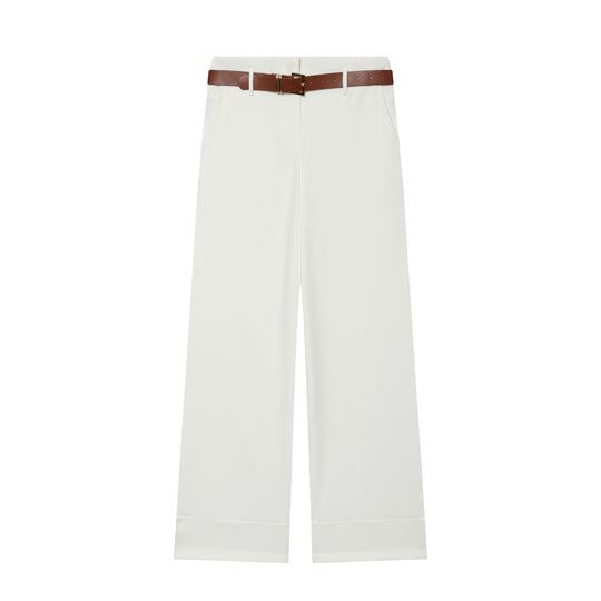 Damen Hochtaillierte Wide‑Leg‑Hose mit Bügelfalte, Gürtelschlaufen und verdeckter Knopfleiste Shop Nory