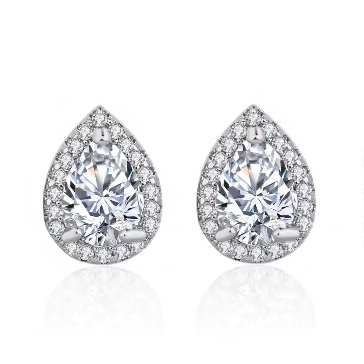 Quadratische Princess Schliff Ohrstecker Aus Sterlingsilber mit Funkelnden Zirkonia Steckverschluss