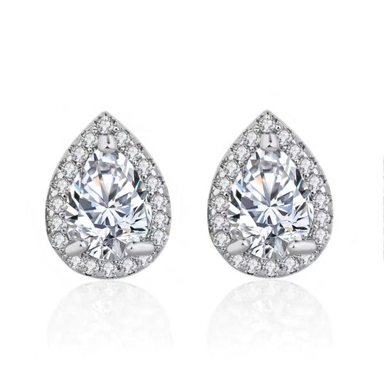 Quadratische Princess Schliff Ohrstecker Aus Sterlingsilber mit Funkelnden Zirkonia Steckverschluss