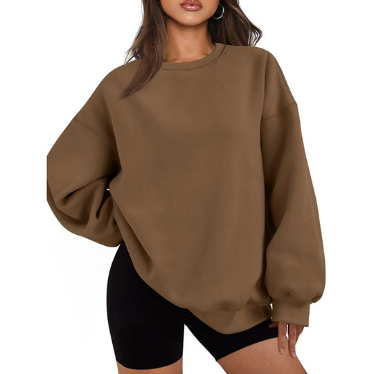 Damen nan Oversized Rundhals-Sweatshirt mit überschnittener Schulter, weichem Fleece-Innenfutter und gerippten Bündchen Shop Nory