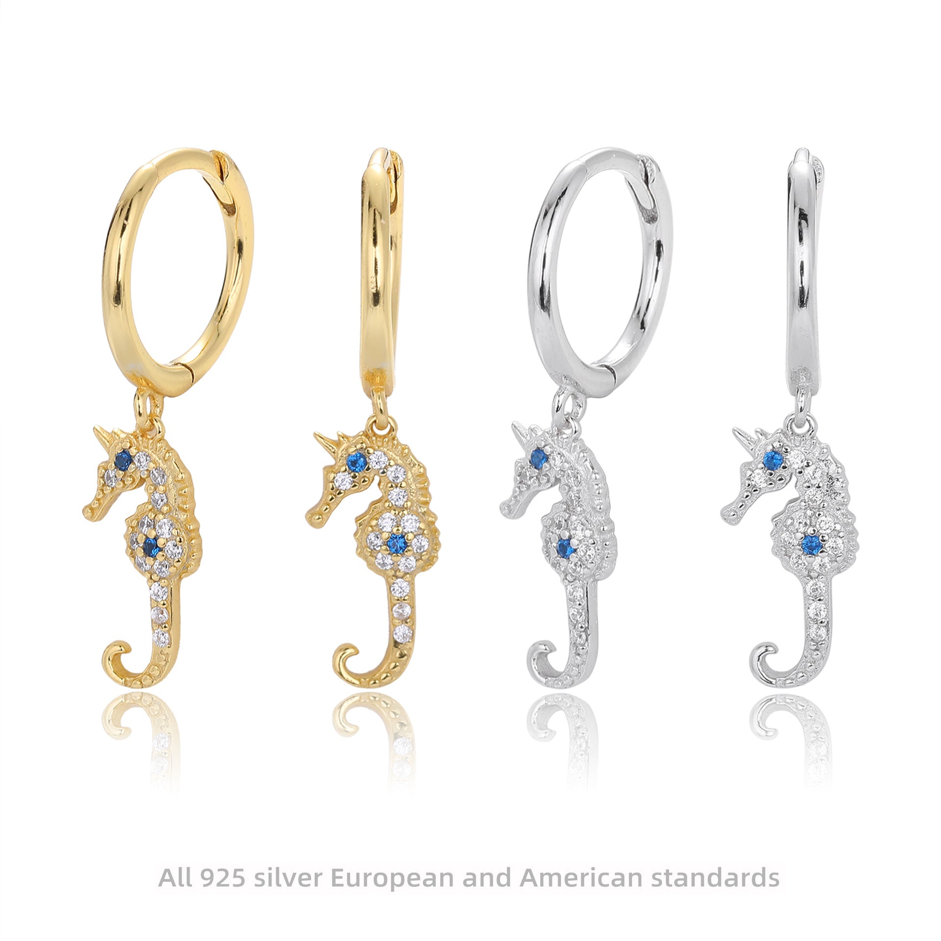 Damen Ohrhänger mit filigranem Seepferdchen-Design aus hochwertigem 925 Sterling Silber Shop Nory