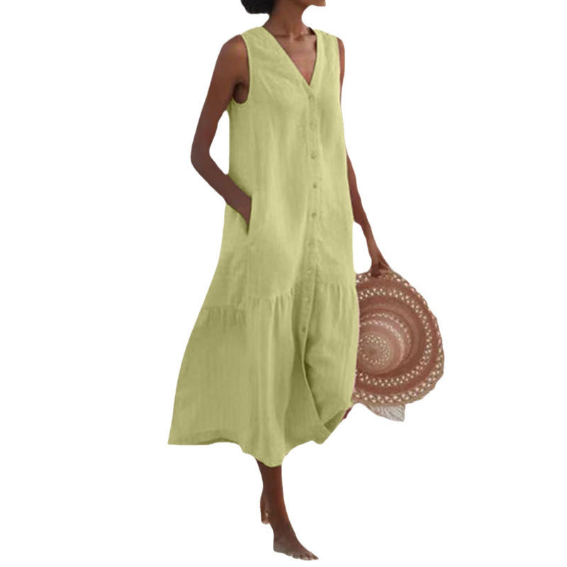 Damen Sommerliches Leinenkleid
