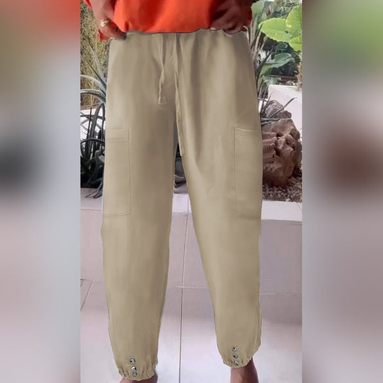 Damen Cargo-Jogginghose mit Kordelzug, aufgesetzten Taschen und Knopfmanschetten Shop Nory