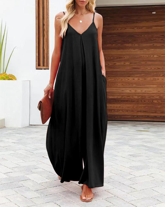 Damen Maxikleid mit v-ausschnitt und fließendem Schnitt