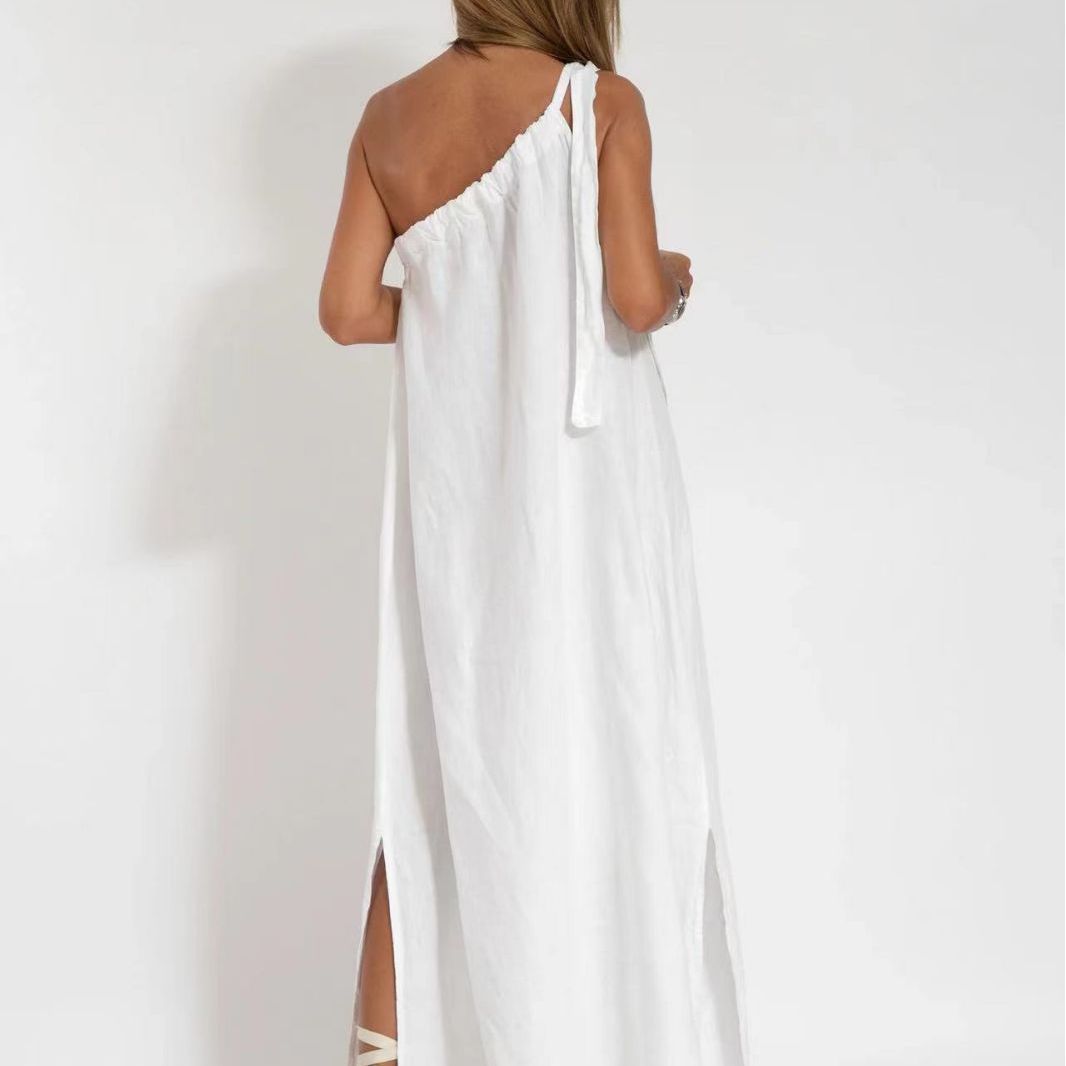 Damen Maxikleid mit asymmetrischem Träger Shopnory