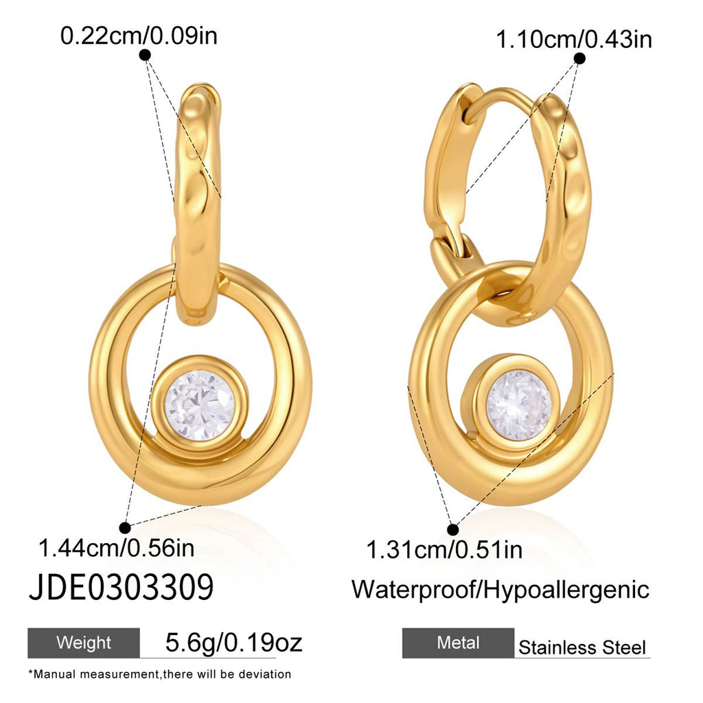 Damen Ohrhänger mit elegantem Kreiselement und funkelndem Stein Shop Nory