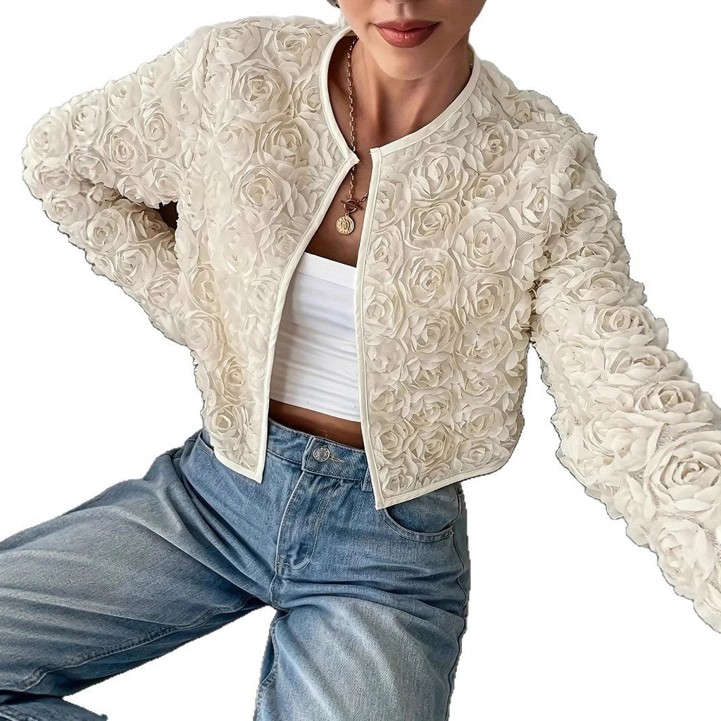Damen Blütenapplikationen Jacke