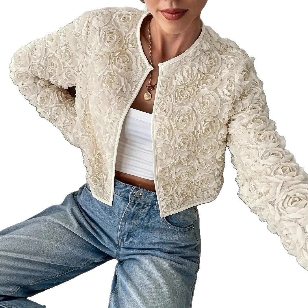 Damen Blütenapplikationen Jacke