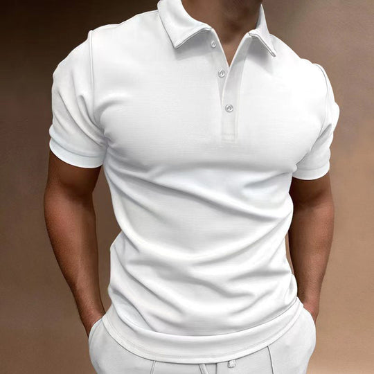 Herren nan schlank geschnittenes Stretch-Poloshirt mit Kentkragen und elastischem Saum Shopnory