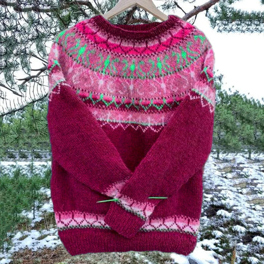 Damen nan Norwegerpullover aus Wollmix mit Rundhalsausschnitt und traditionellem Fair-Isle-Yoke Shop Nory