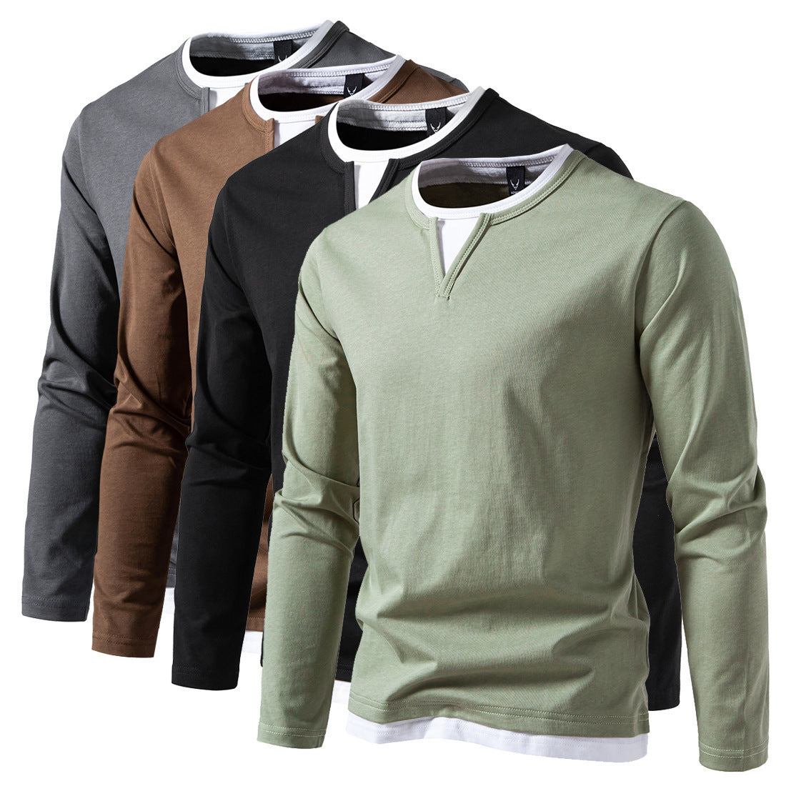 Herren Langarmshirt mit modernem V-Ausschnitt und coolen Layering-Details