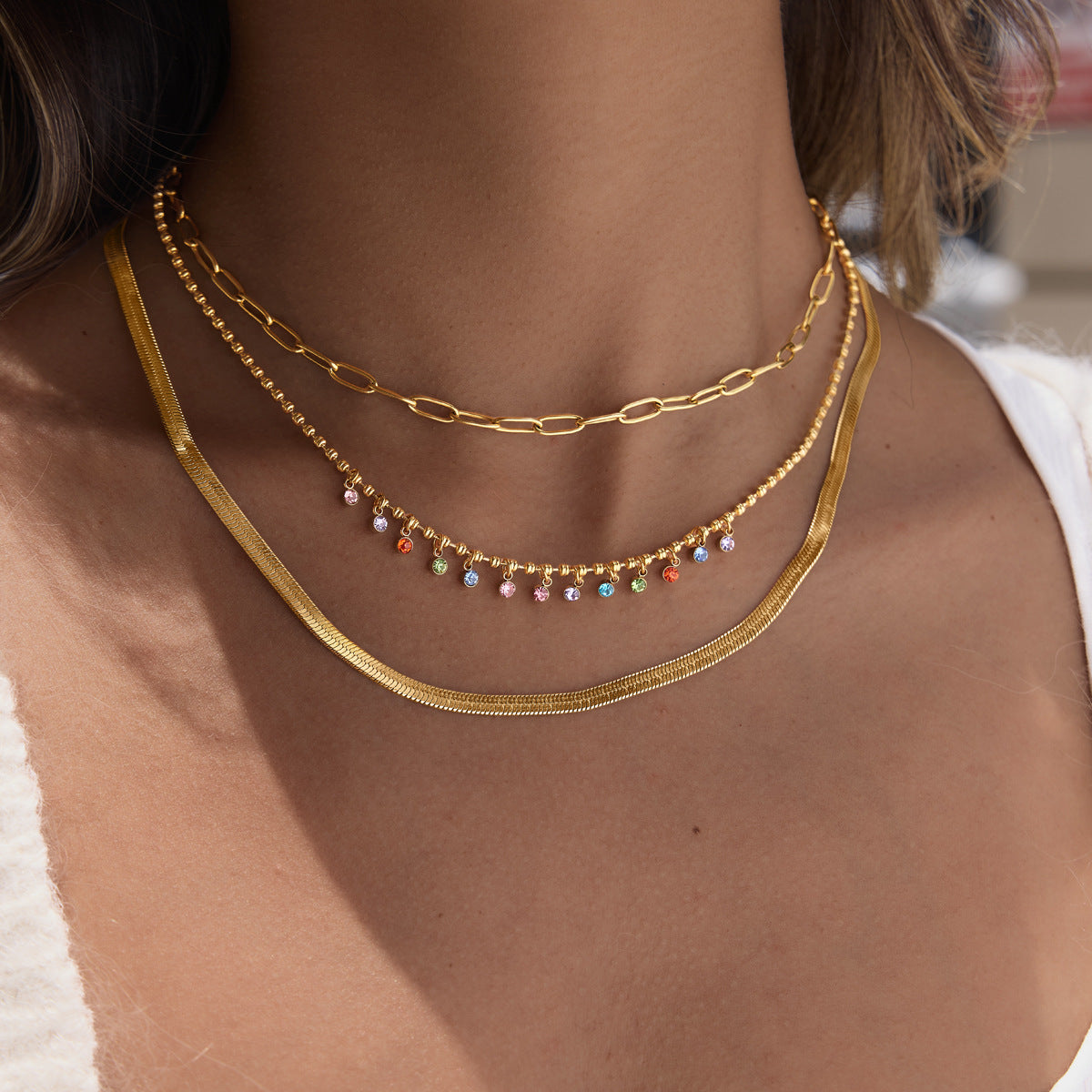 Damen elegante Halskette mit filigranem Gliederdesign Shop Nory