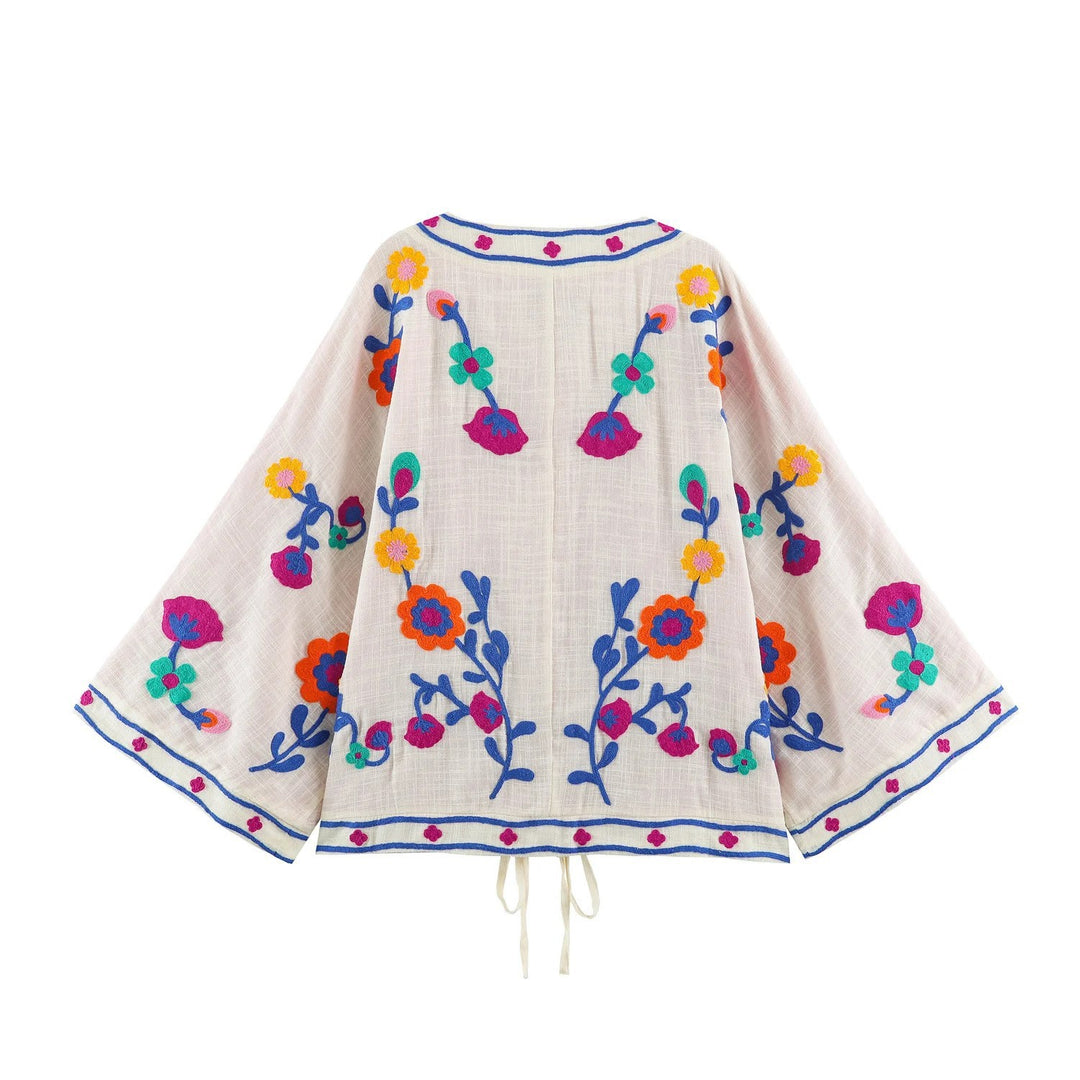 Damen bestickter Kimono-Cardigan mit floraler Stickerei Shop Nory
