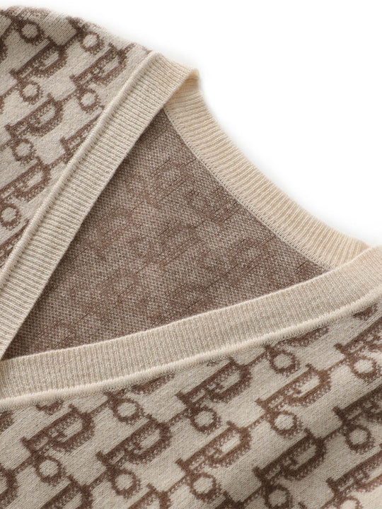 Damen Gemusterter Jacquard-Strickcardigan mit V-Ausschnitt und Perlmuttknöpfen Shop Nory