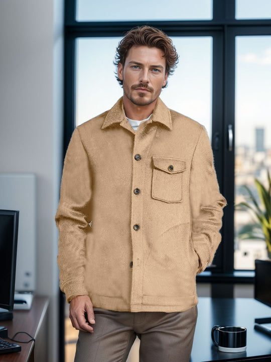 Herren Hemdenjacke aus Wollmix mit aufgesetzter Brusttasche und klassischem Hemdkragen Shop Nory