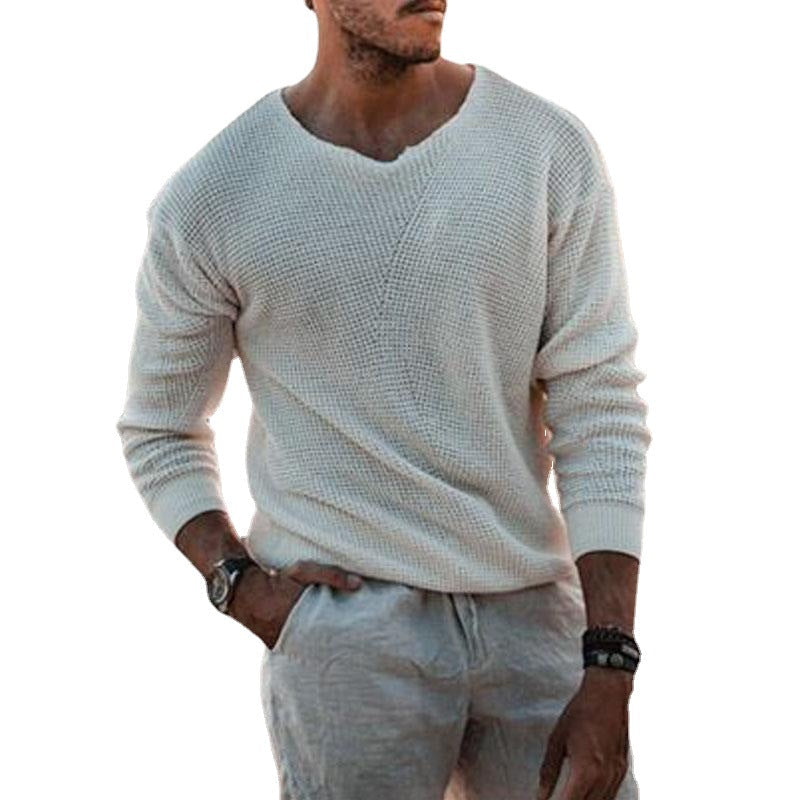 Herren Pullover mit V-Ausschnitt und strukturiertem Design