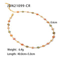 Damen Halskette mit bunten Blumenmotiven und goldfarbener Kettenverarbeitung Shop Nory