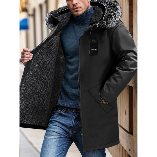 Herren Lange Winterjacke mit Kapuze und Kunstfellbesatz Shop Nory