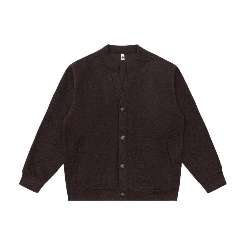 Unisex Lässige Knopfjacke aus Sweatstoff mit Stehkragen, gerippten Bündchen und Eingrifftaschen Shop Nory