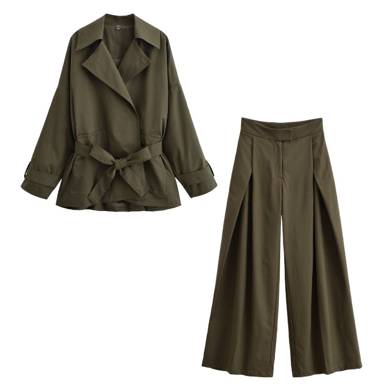 Damen Taillierter Kurztrench mit Bindegürtel und Oversize-Ärmeln Shop Nory