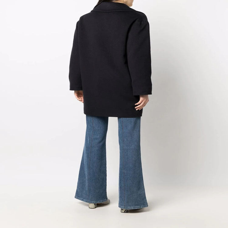 Damen Boxy Zweireihiger Kurzmantel aus Wollmix mit goldenen Zierknöpfen Shop Nory