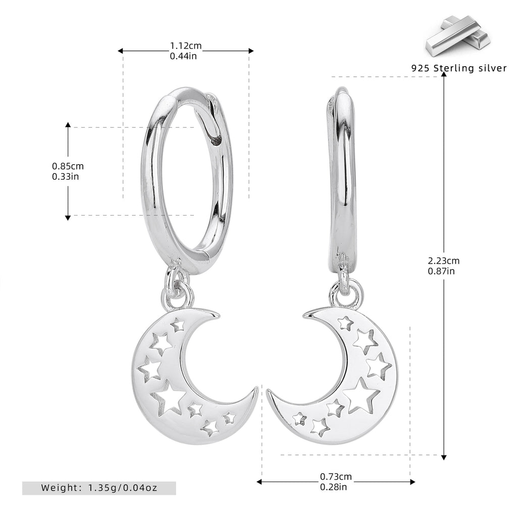 Damen Ohrhänger mit mondförmigem Design aus 925 Sterling Silber Shop Nory