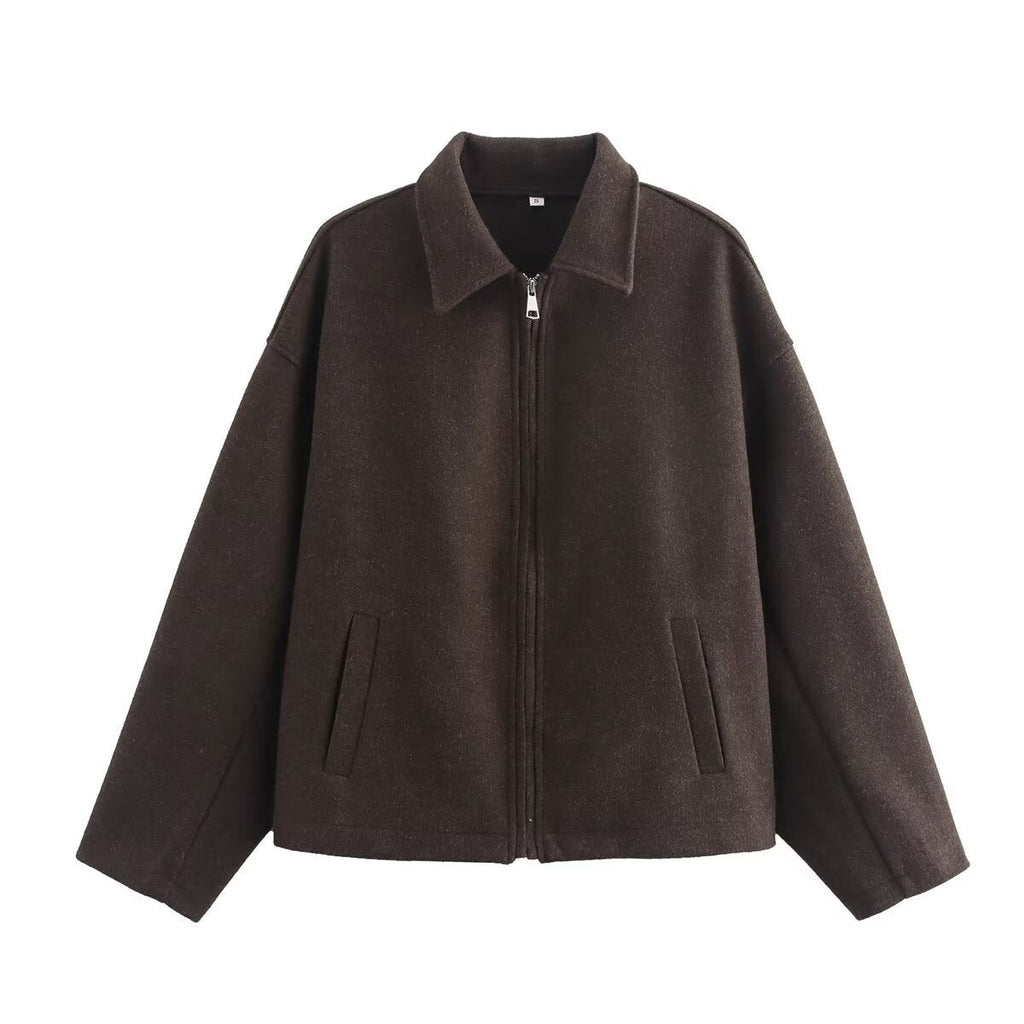 Damen Übergangsjacke im lässigen Oversized-Stil mit praktischen Eingrifftaschen und Stehkragen Shopnory