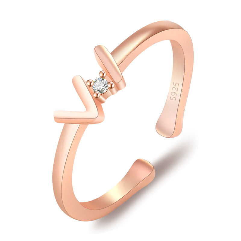 Damen Offener Ring mit geschwungenem Design und funkelndem Zirkonia-Besatz Shop Nory