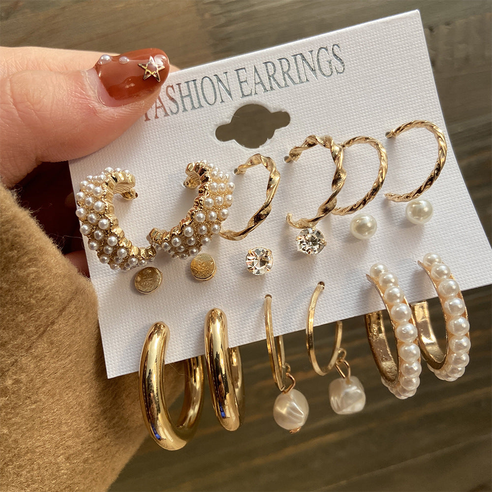 Damen Ohrschmuck Set mit eleganten Perlen- und Herzmotiven Shop Nory
