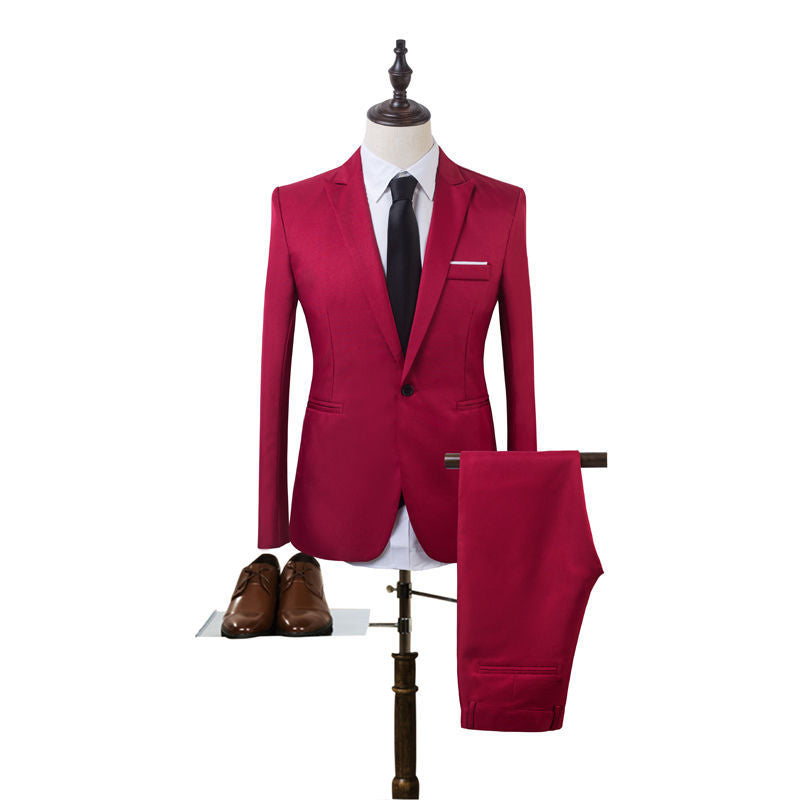 Herren Tailliertes Ein-Knopf-Anzugsset im Slim‑Fit mit schmaler Anzughose Shop Nory