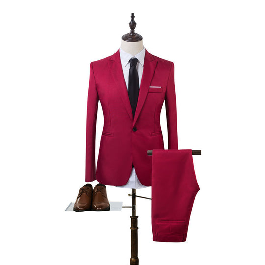 Herren Tailliertes Ein-Knopf-Anzugsset im Slim‑Fit mit schmaler Anzughose Shop Nory