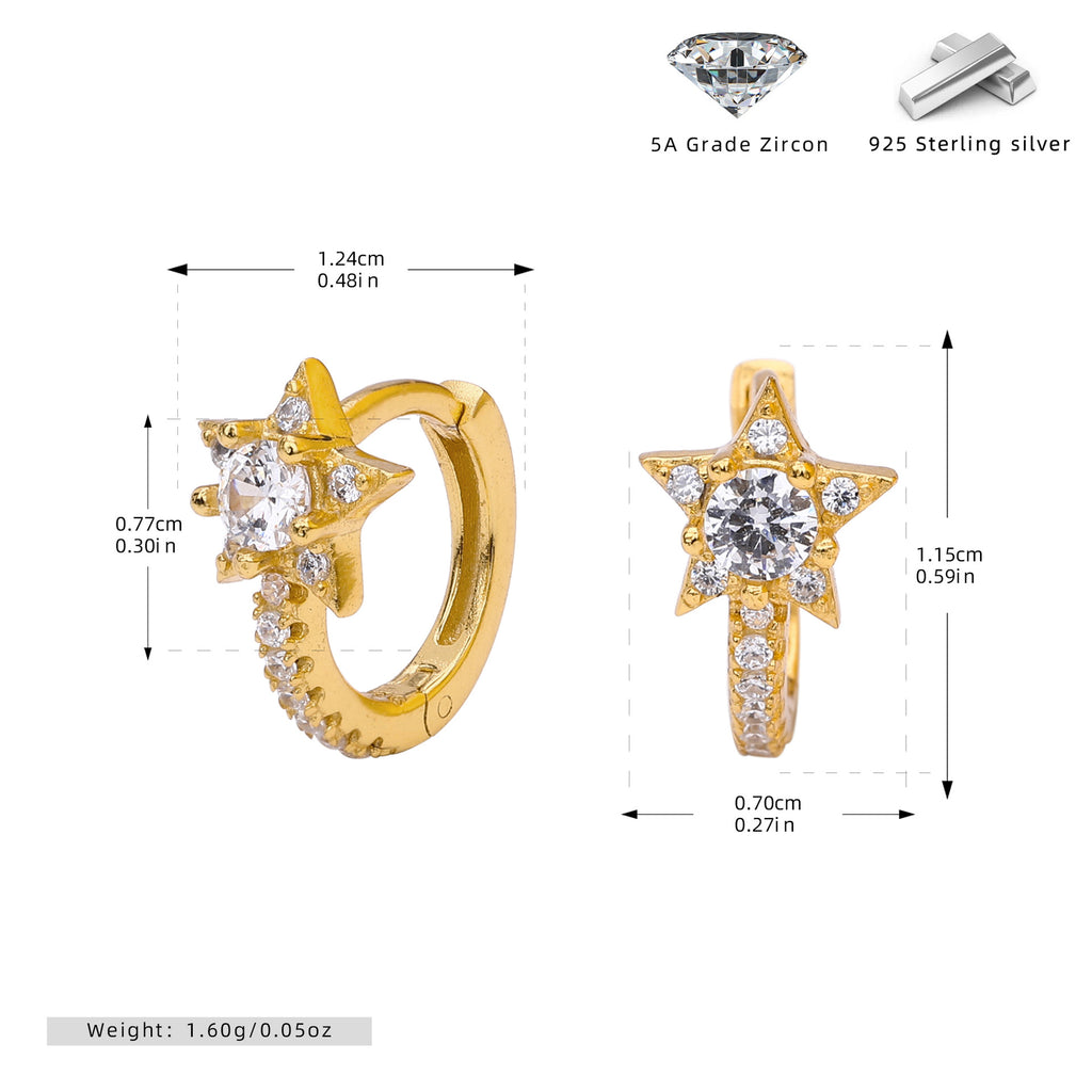 Damen Ohrhänger mit funkelndem Sternenmotiv aus 925 Sterling Silber Shop Nory