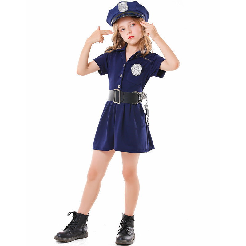 Mädchen Polizeikostüm mit Rock und Modischen Accessoires Shop Nory