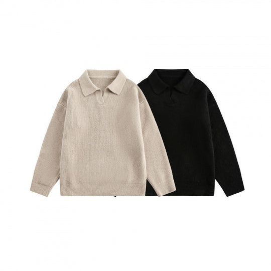 Unisex Weitgeschnittener Feinstrick-Polo mit kurzem Henleyverschluss und Kentkragen Shop Nory