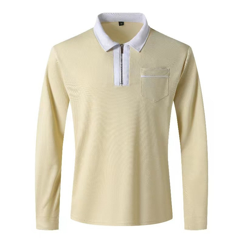 Herren Langarm-Poloshirt mit Halbzip, Kontrastkragen & Brusttasche Shop Nory