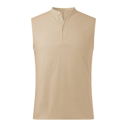 Herren Ärmelloses Henley-Shirt aus atmungsaktivem und leichtem Material